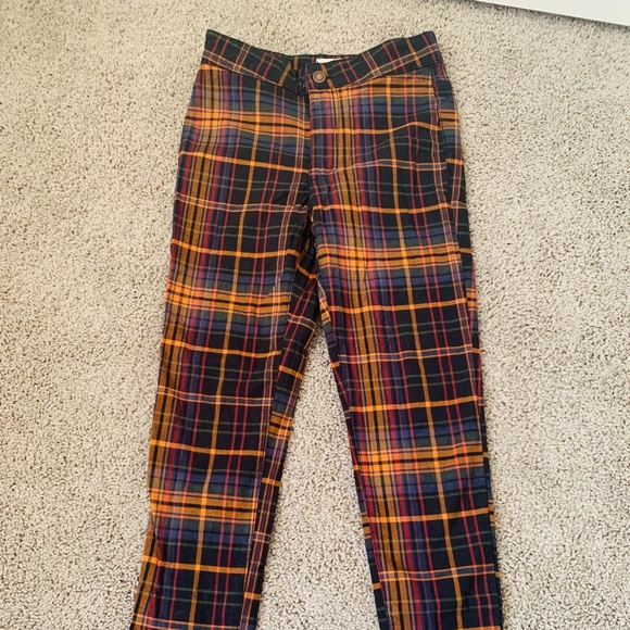 free people plaid skinny pants